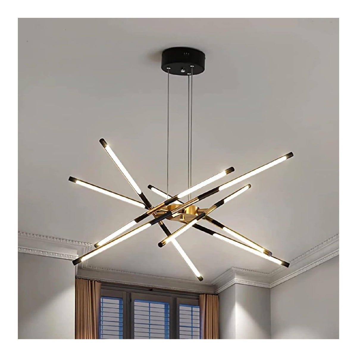 Suspension Noir et Blanc a presence elegante et lumiere agreable 72W IP20 3000K