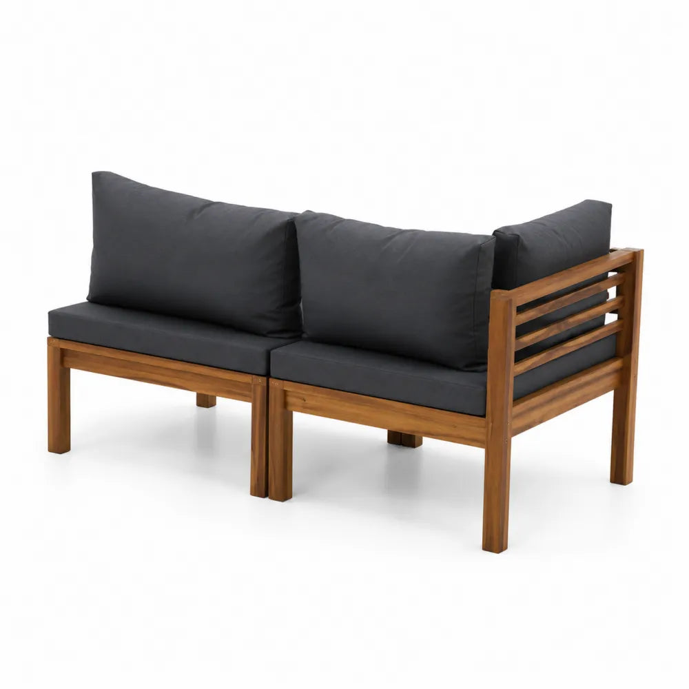 Canap¨¦ d'angle modulable en bois avec coussins