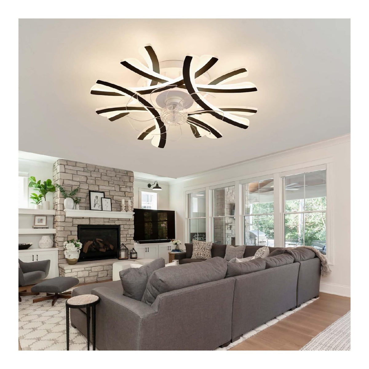 Lustre Noir et Blanc au style moderne avec conception fonctionnelle 48 W 6000K