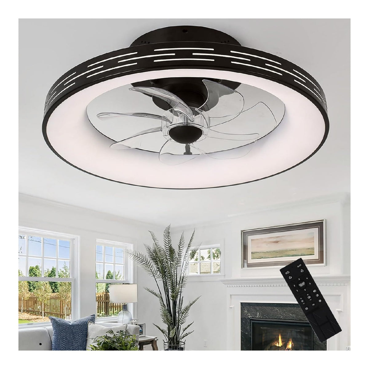 Lustre Blanc et Ambre a presence elegante et lumiere agreable 48W 6000K