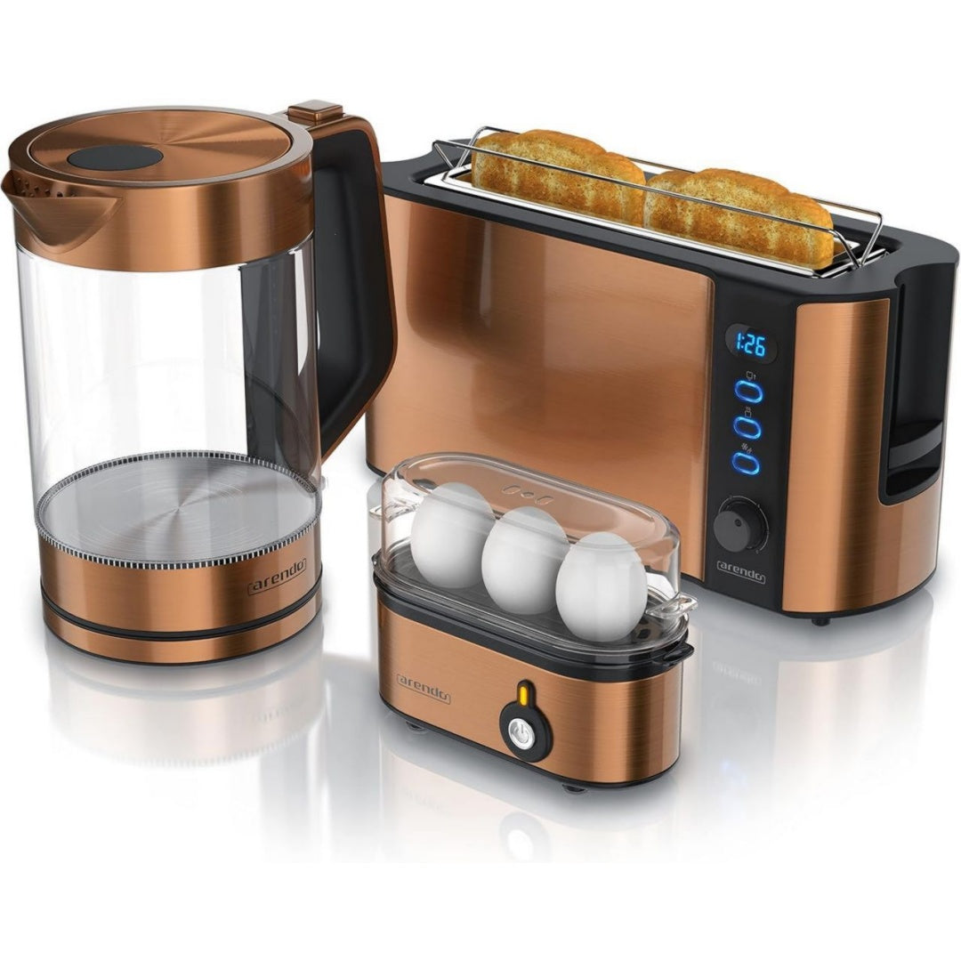 Arendo Set bouilloire et grille-pain 1.7 L 2200 W Acier inoxydable Compatible lave-vaisselle
