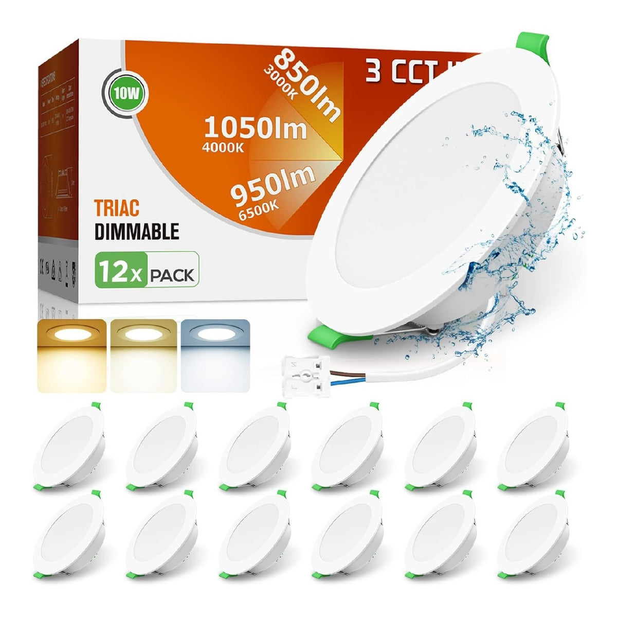 Spot de plafond Blanc et Ambre au style moderne avec conception fonctionnelle 10W IP44 3000K