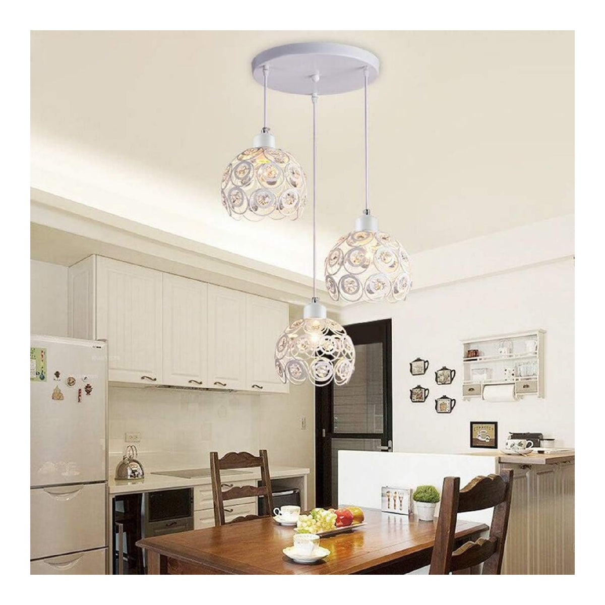 Suspension decoratif Blanc et Ambre avec diffusion lumineuse harmonieuse E27 29-6179