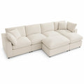Canap¨¦ d'angle modulable 5 places en tissu polyester