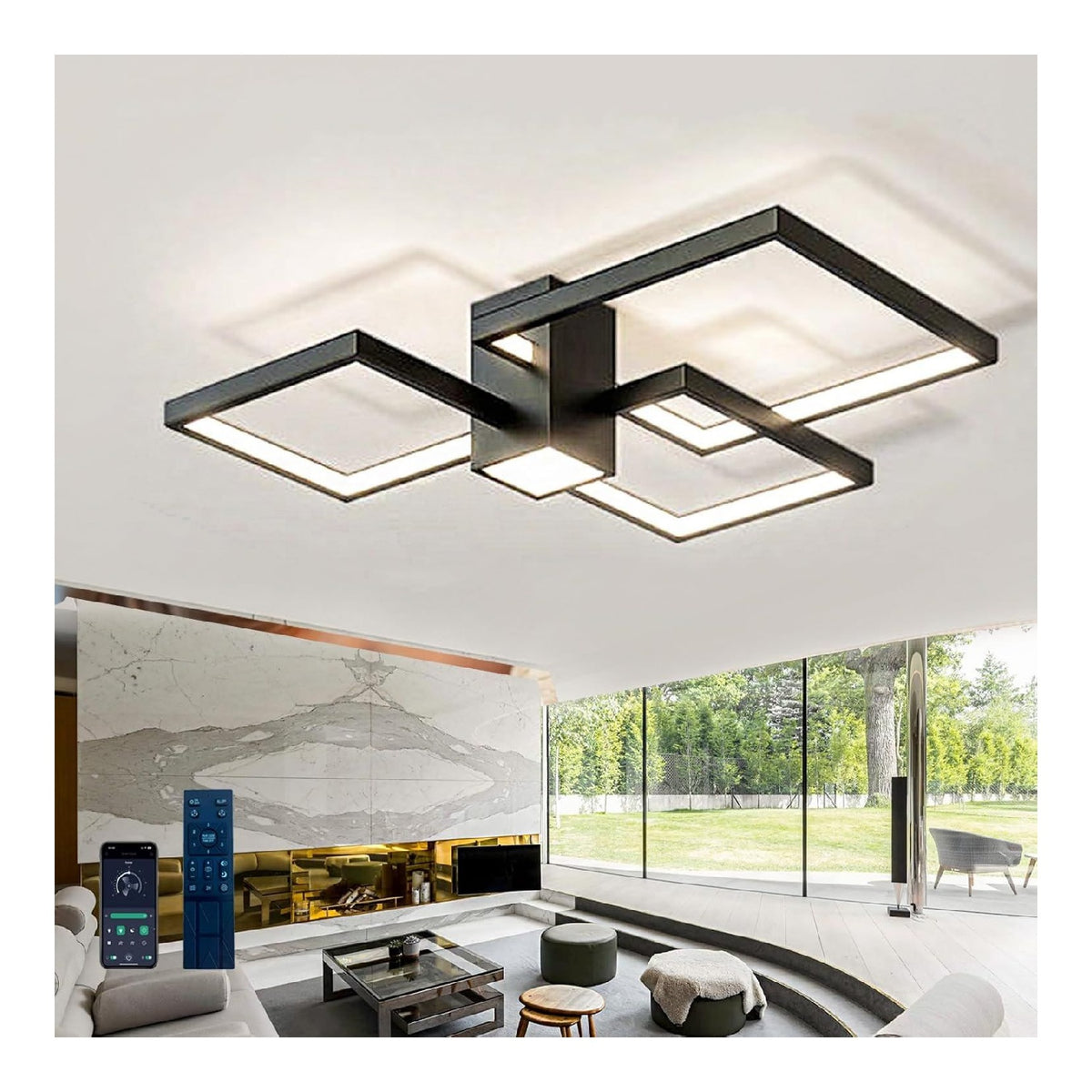 Solution lumineuse Noir et Blanc au dessin sobre en format plafonnier 50W 6000K