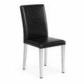 Chaise en cuir synth¨¦tique noir avec pieds en m¨¦tal 45x55x85