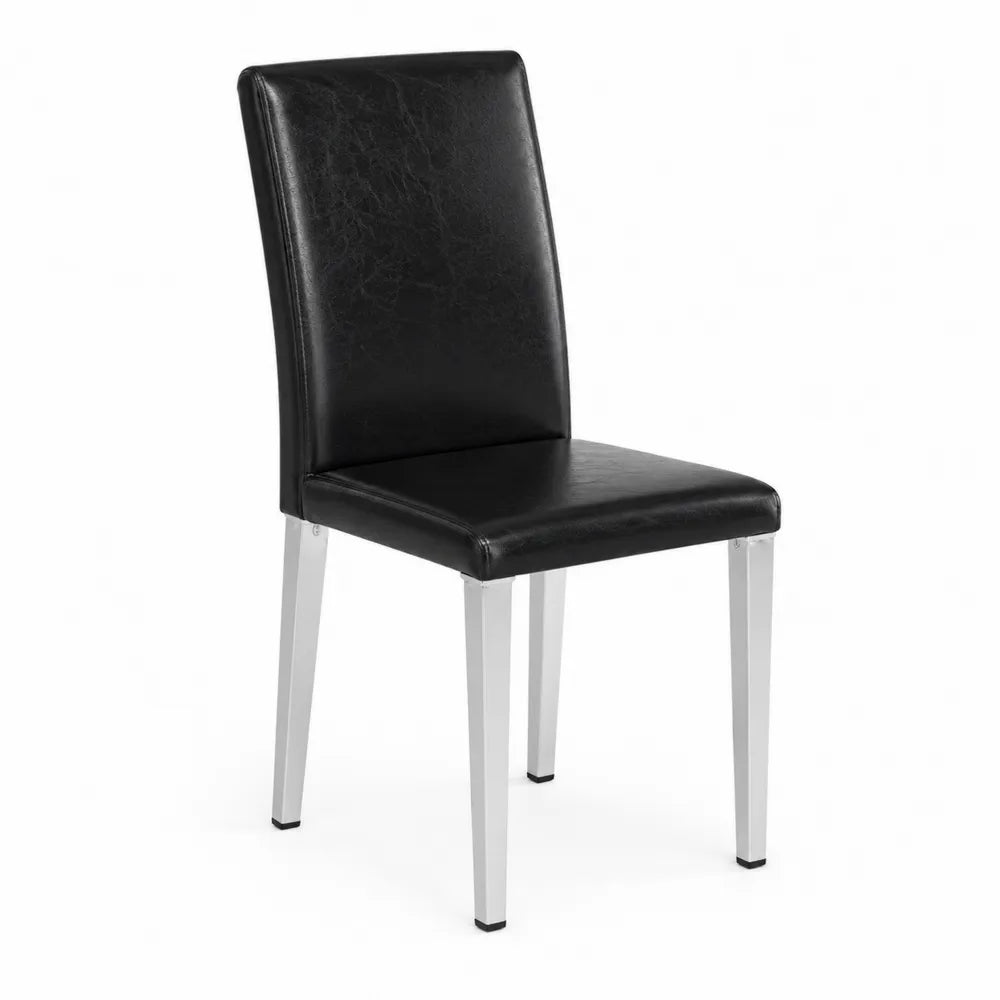Chaise en cuir synth¨¦tique noir avec pieds en m¨¦tal 45x55x85