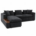 Canap¨¦ d'angle en tissu polyester Gris Anthracite avec table