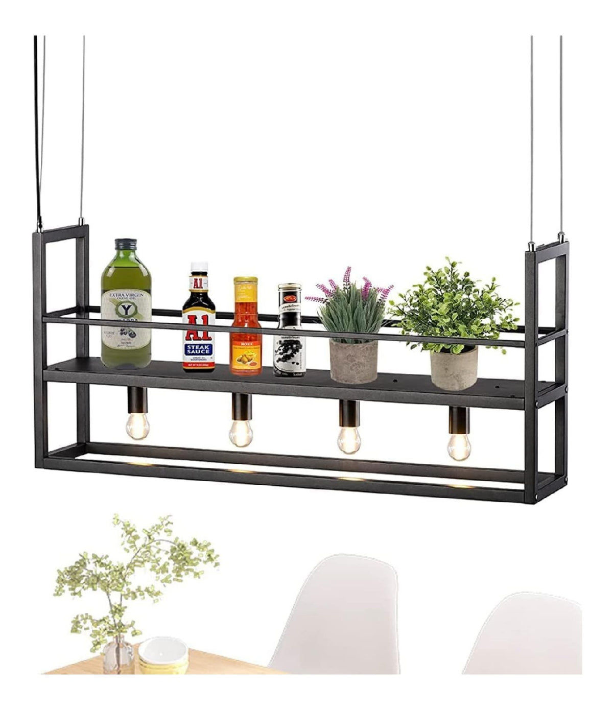 Suspension Noir et Ambre aux lignes epurees avec eclairage confortable 6 W E27