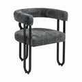 Chaise en tissu gris et m¨¦tal noir avec dossier