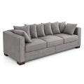 Canap¨¦ en velours gris avec clous d¨¦coratifs et pieds en