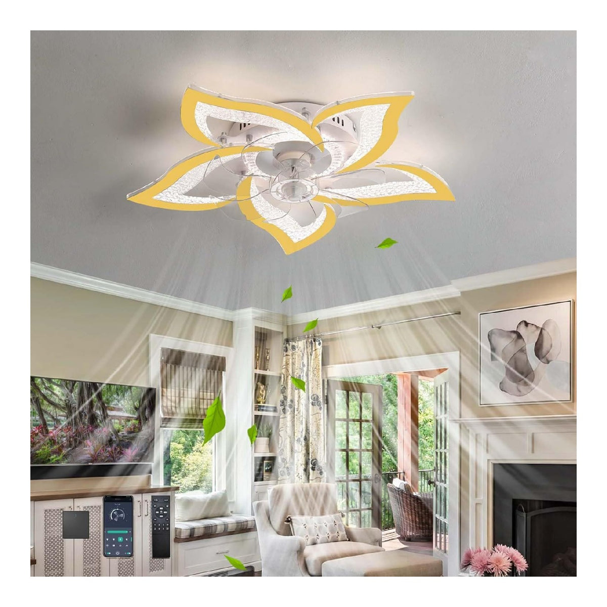 Luminaire Dore et Ambre a silhouette graphique de type lustre 3000K