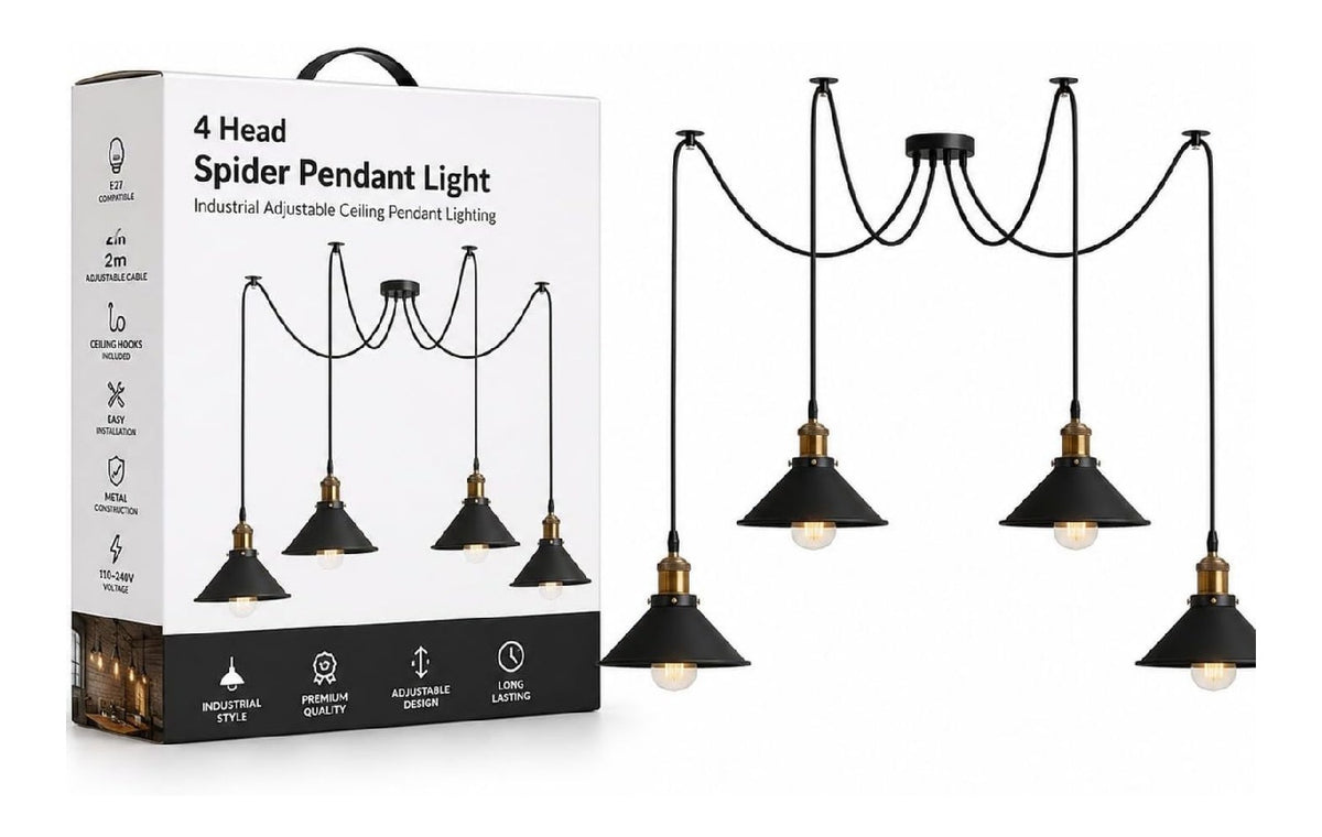 Luminaire Noir a silhouette graphique de type suspension 6 W E27