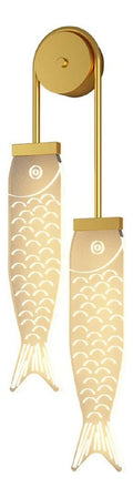 Luminaire Blanc et Ambre a silhouette graphique de type applique murale
