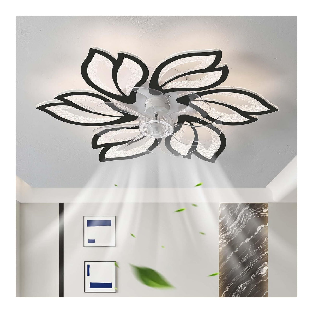 Plafonnier decoratif Noir et Blanc avec diffusion lumineuse harmonieuse ZH-2397