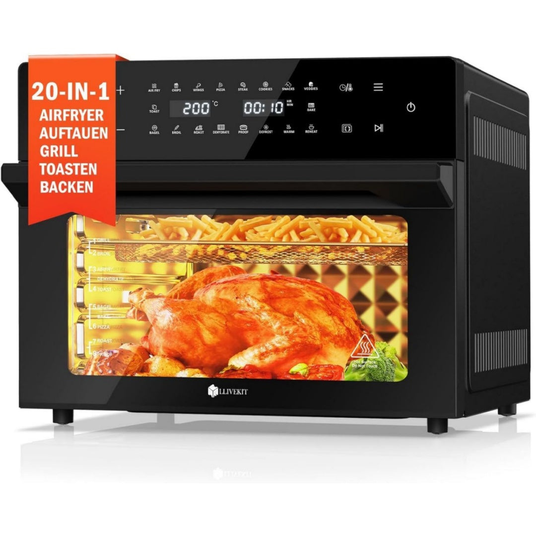 Llivekit Friteuse sans huile 30 L 1800 W Inox Compatible lave-vaisselle