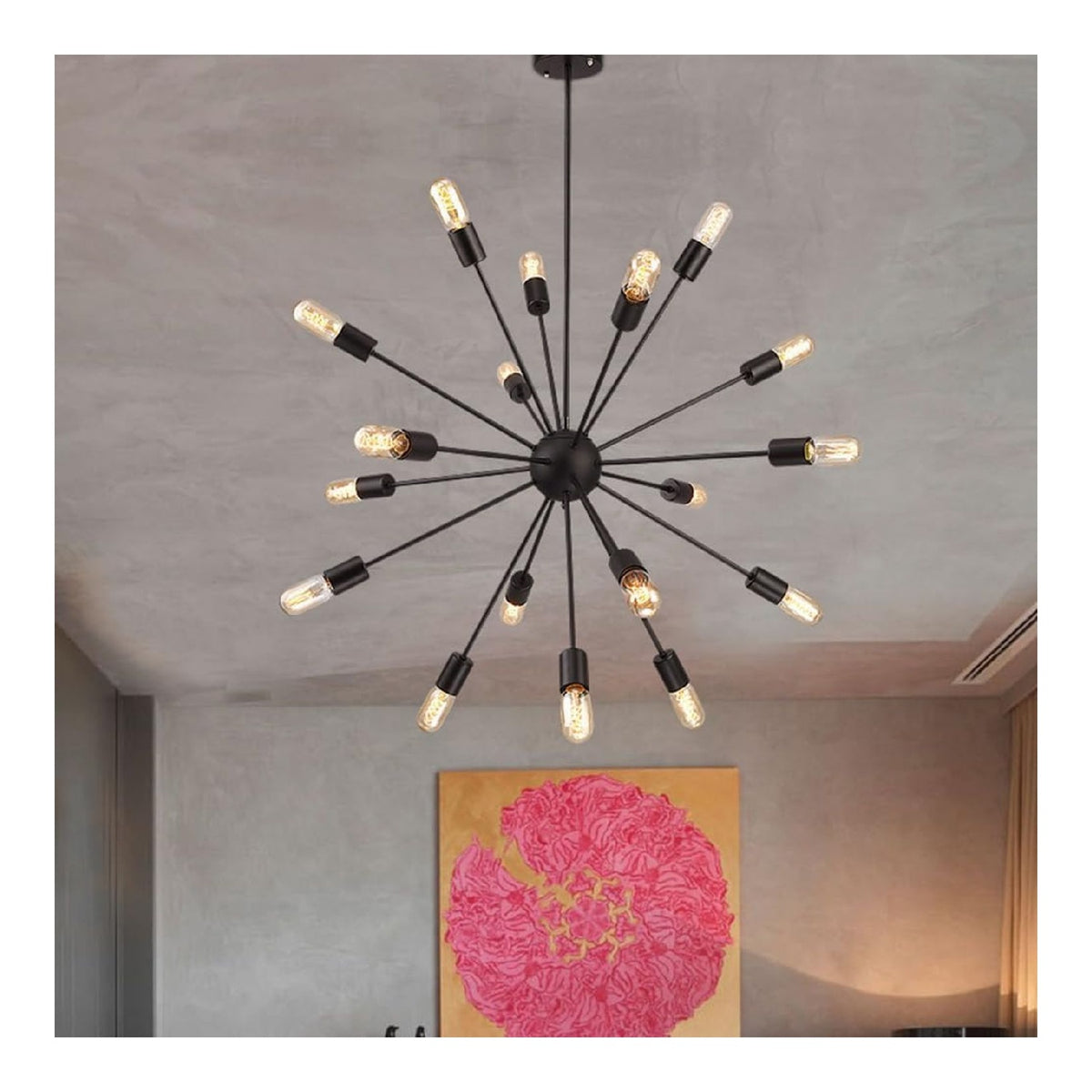 Solution lumineuse Noir et Ambre au dessin sobre en format lustre E27