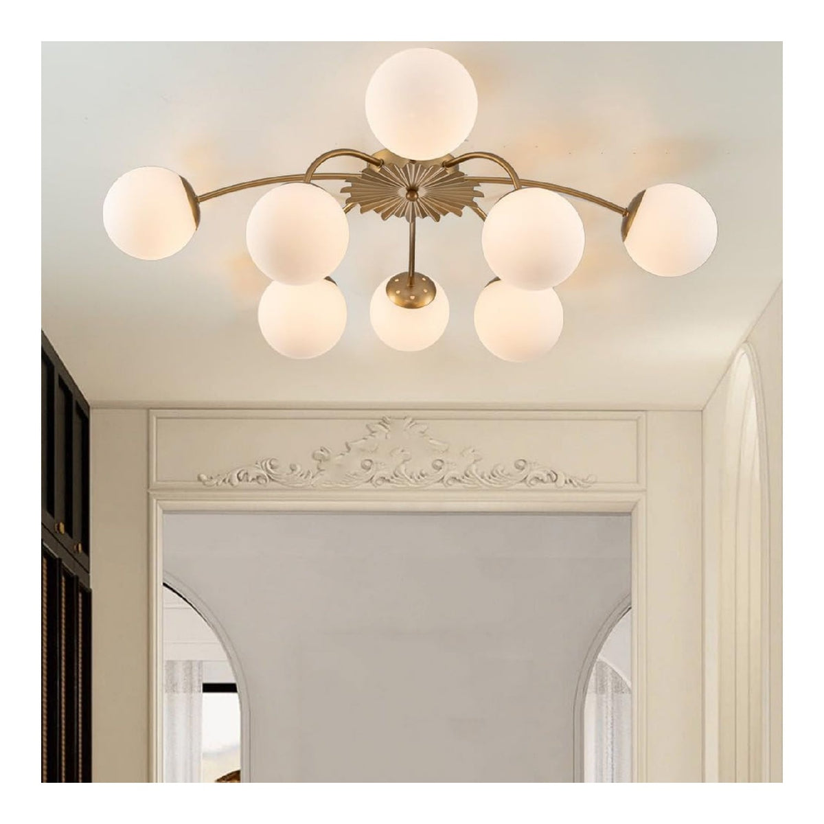 Eclairage Blanc et Dore contemporain en version lustre 40W