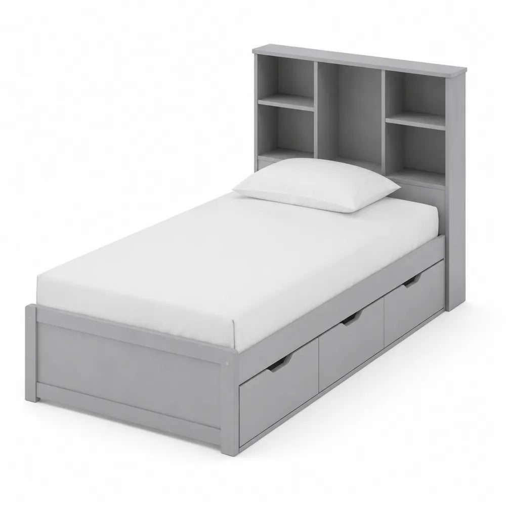 Lit simple en bois avec rangement et ¨¦tag¨¨re 200x90 cm