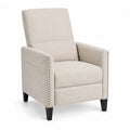 Fauteuil inclinable en tissu polyester beige avec pieds en bois