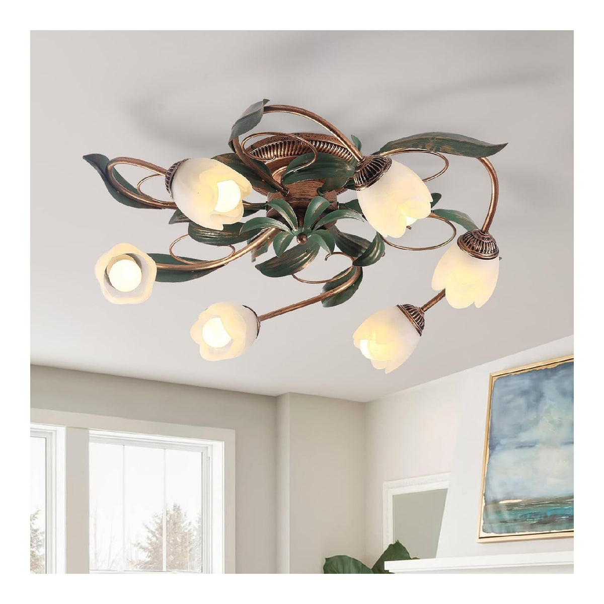 Suspension Ambre et Bronze a presence elegante et lumiere agreable E14