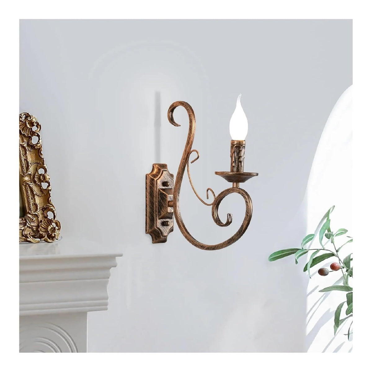 Applique murale Bronze et Vert a presence elegante et lumiere agreable