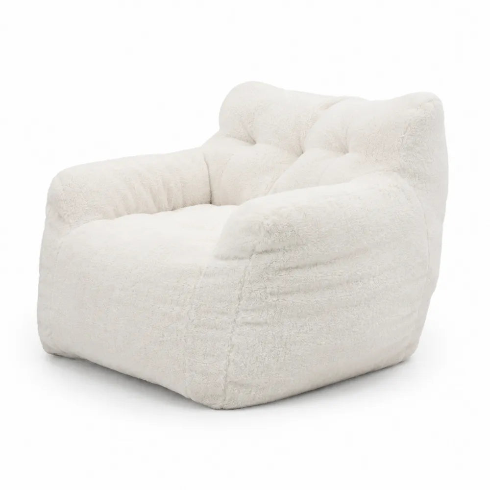 Fauteuil en tissu boucl¨¦ blanc