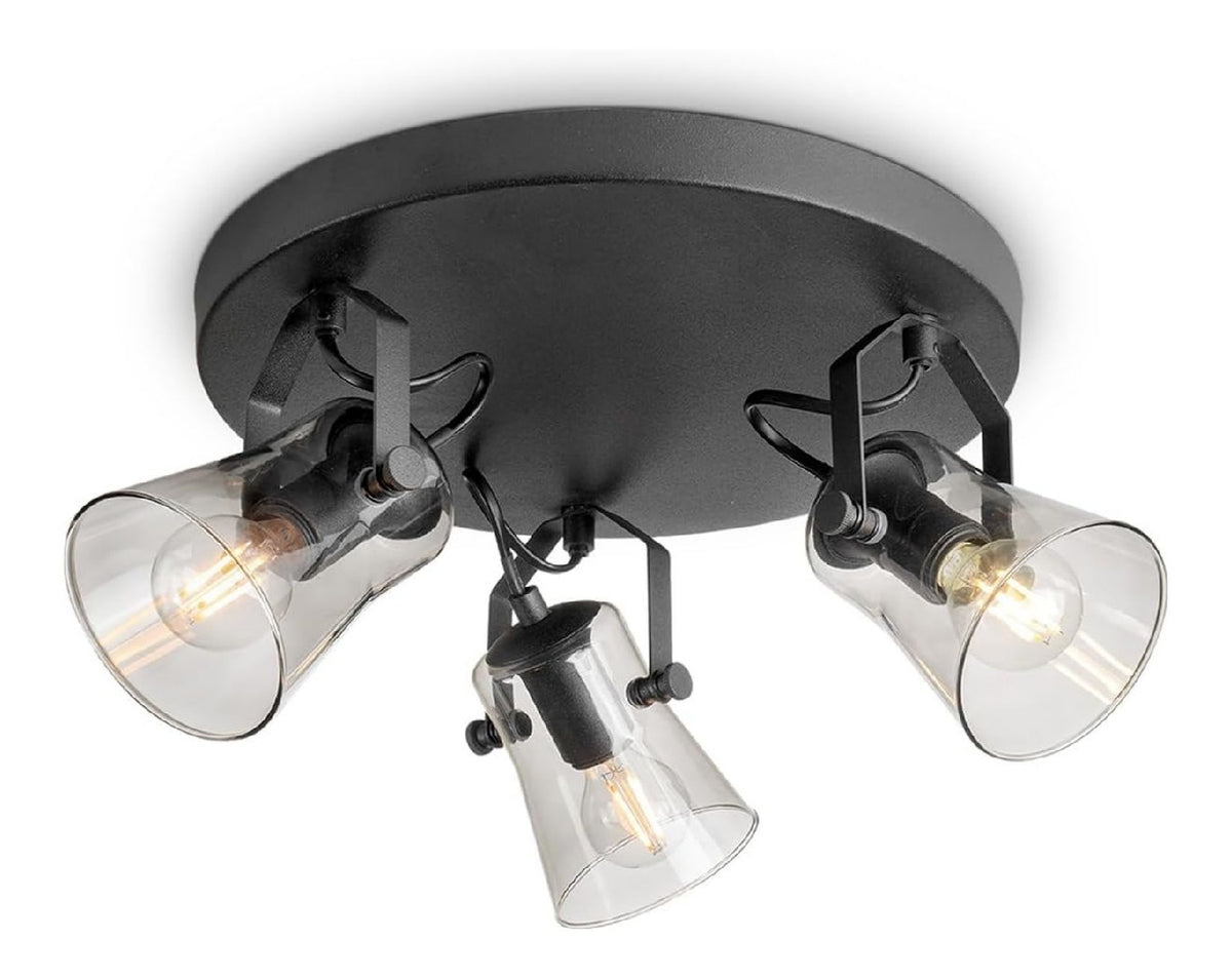 Spot de plafond Noir et Ambre au style moderne avec conception fonctionnelle E14