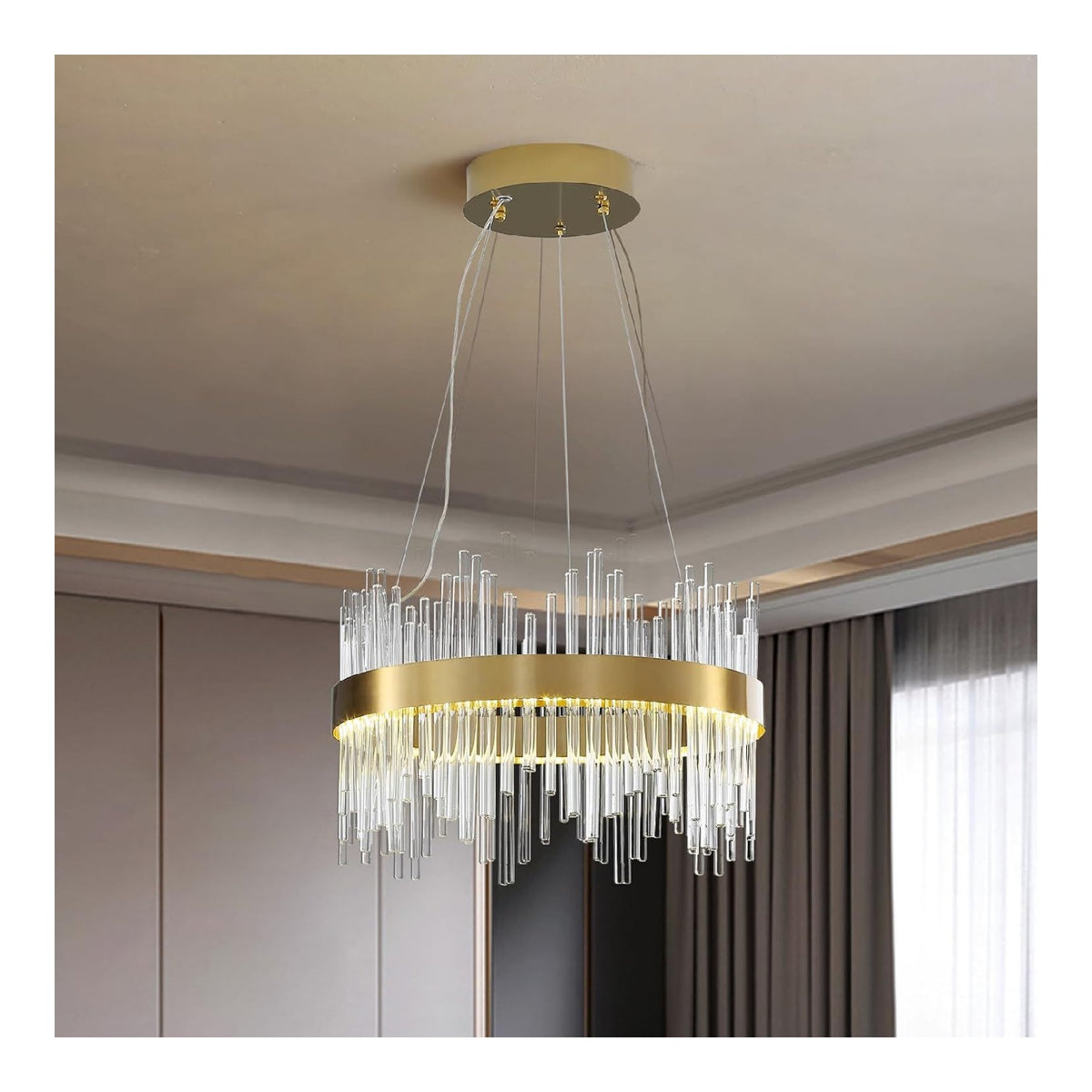 Suspension decoratif Dore et Ambre avec diffusion lumineuse harmonieuse 3000 K
