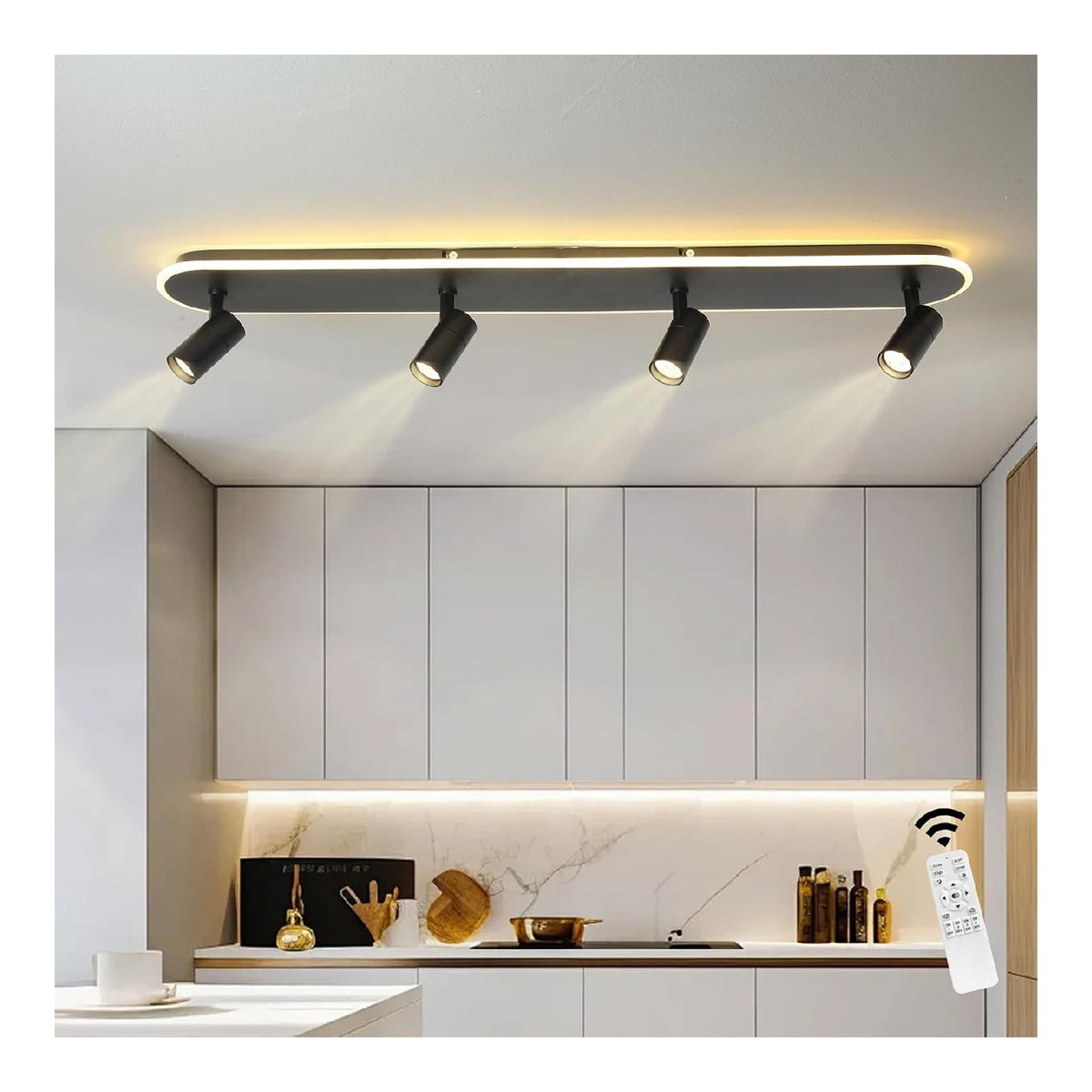 Spot de plafond Noir et Ambre aux lignes epurees avec eclairage confortable 58 W