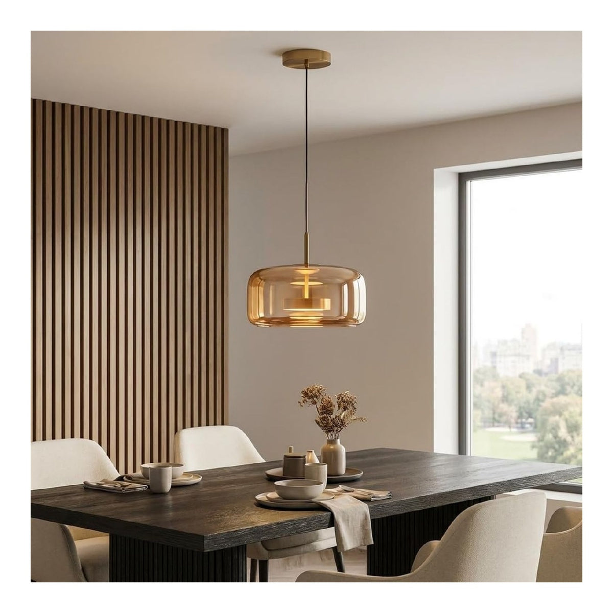 Luminaire Dore et Gris a silhouette graphique de type suspension 25W 2700K