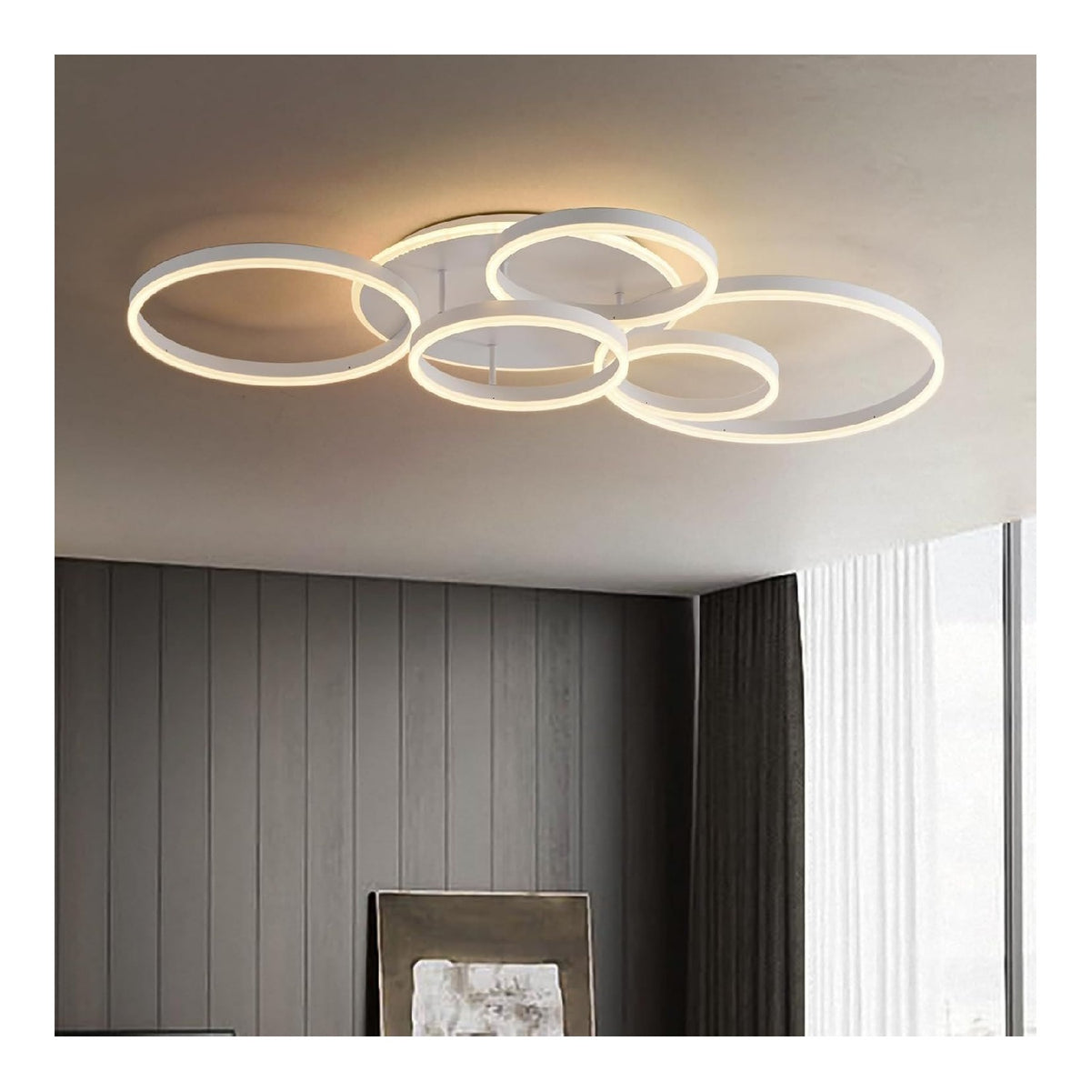 Luminaire Blanc et Ambre a silhouette graphique de type lustre 108 W 6000 K