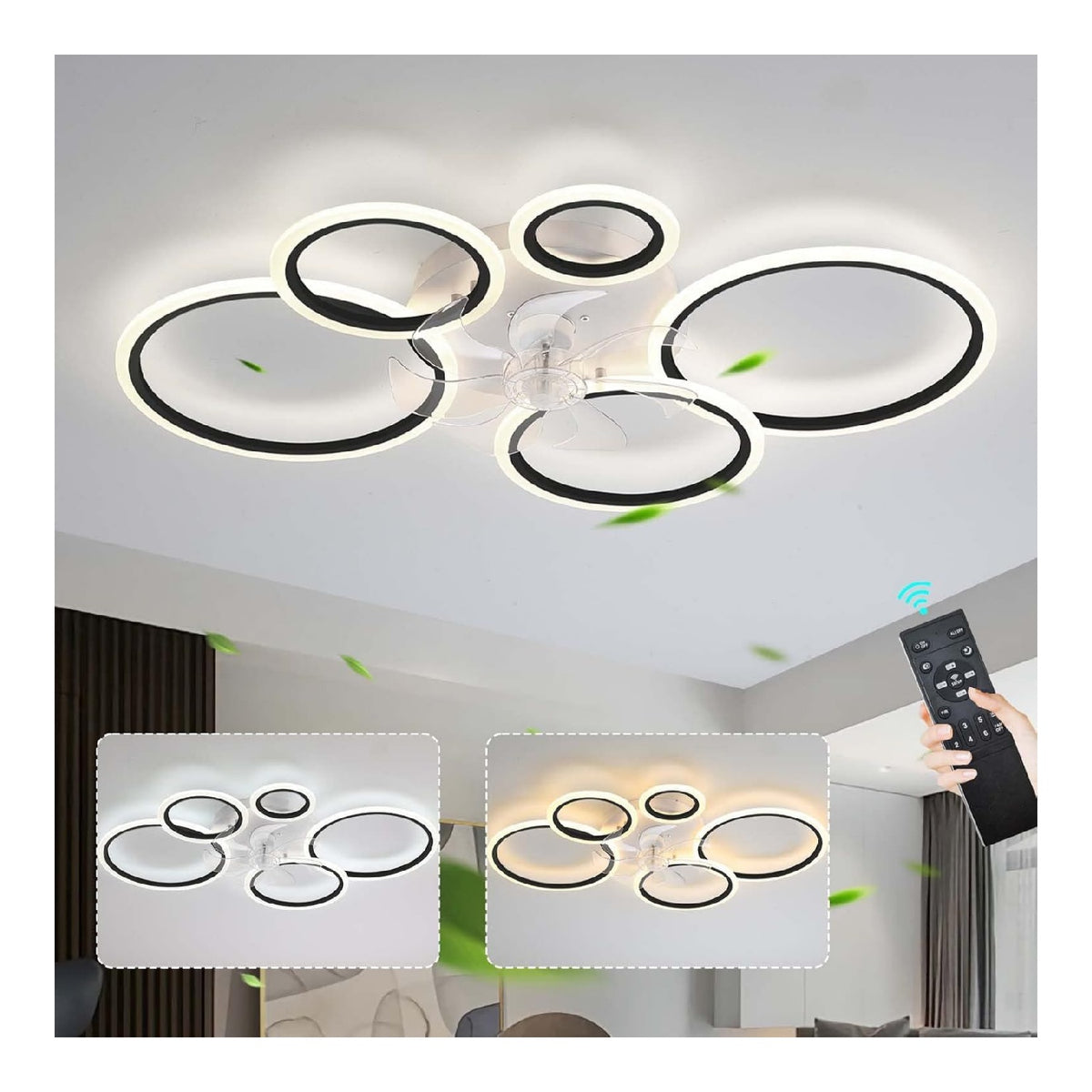 Luminaire Noir et Ambre a silhouette graphique de type lustre 6000K