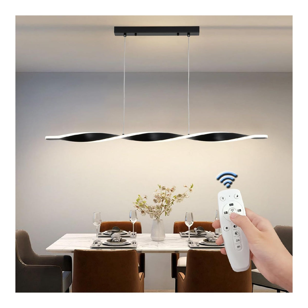 Luminaire Noir et Blanc a silhouette graphique de type suspension 3000K