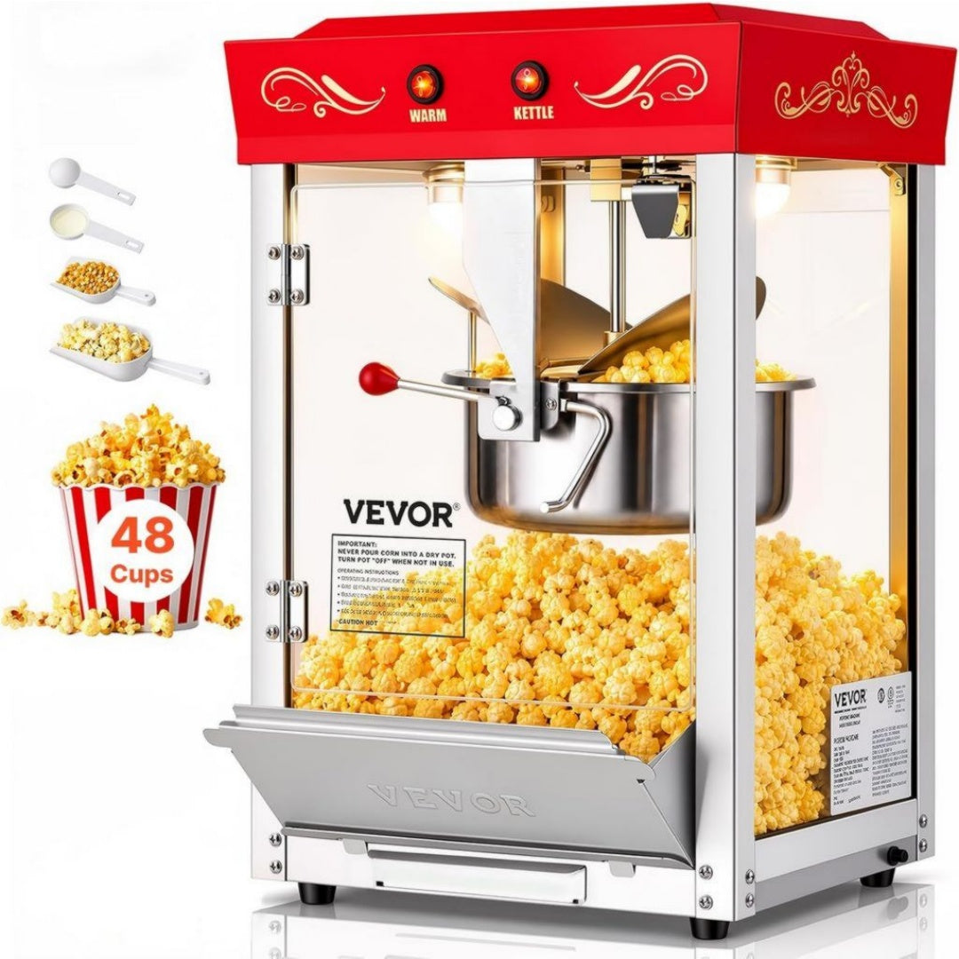 Vevor Appareils a popcorn 800 W Inox Acier inoxydable