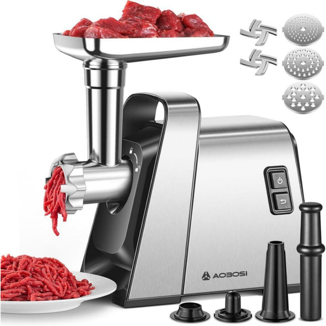 Aaobosi Hachoir electrique 3000 W Argente Compatible lave-vaisselle Acier inoxydable