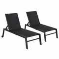 Lot de 2 chaises longues r¨¦glables en aluminium et textil¨¨ne