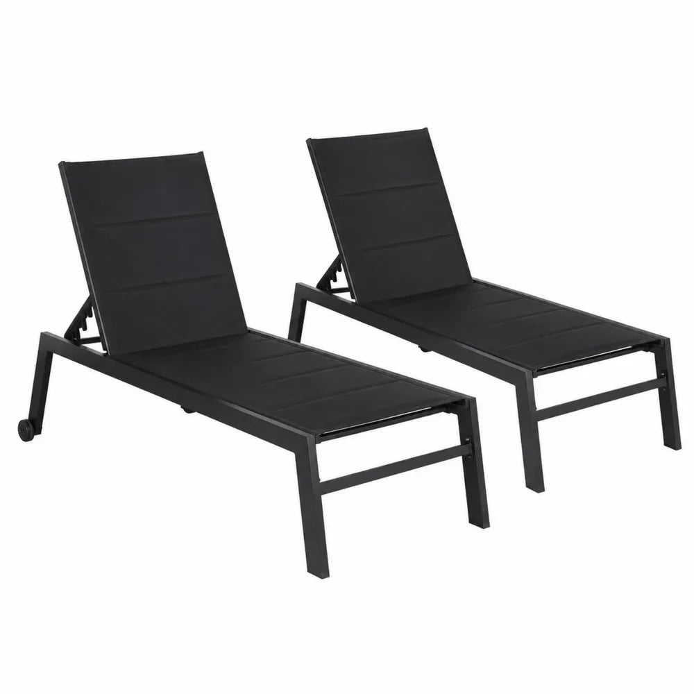Lot de 2 chaises longues r¨¦glables en aluminium et textil¨¨ne