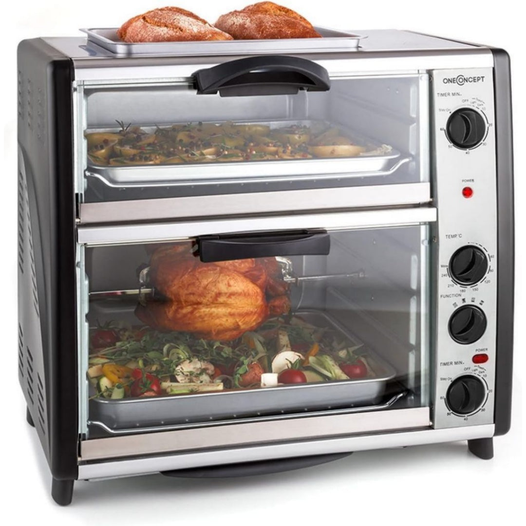 Oneconcept Mini four 42 L 2400 W Argente Programmable