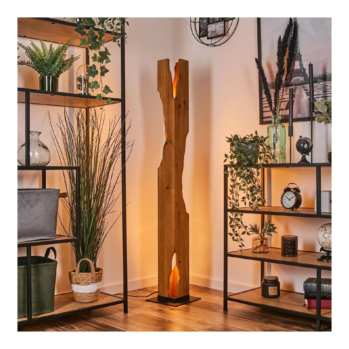 Lampadaire decoratif Noir et Ambre avec diffusion lumineuse harmonieuse 15 W IP20 E27