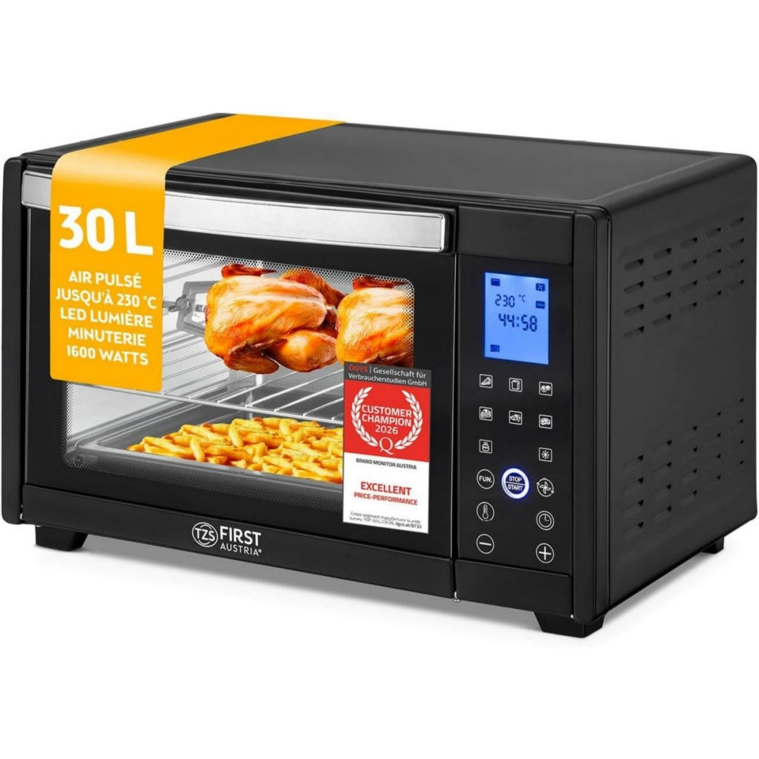 TZS First Austria Four electrique 30 L 1600 W Inox Compact Acier inoxydable
