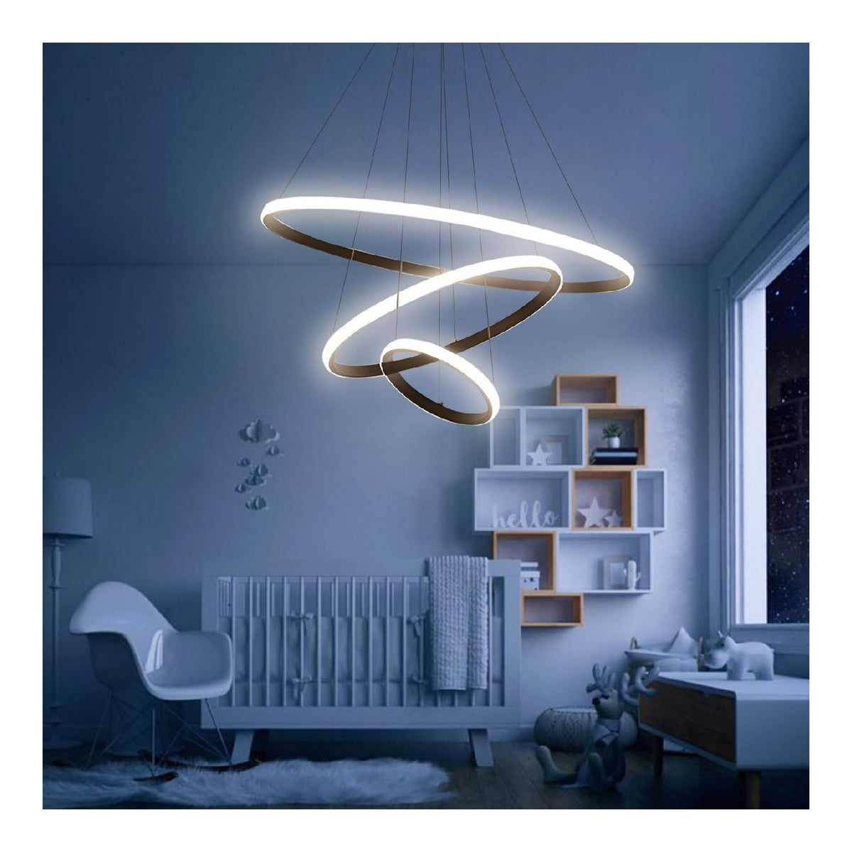 Suspension decoratif Noir et Blanc avec diffusion lumineuse harmonieuse 90W