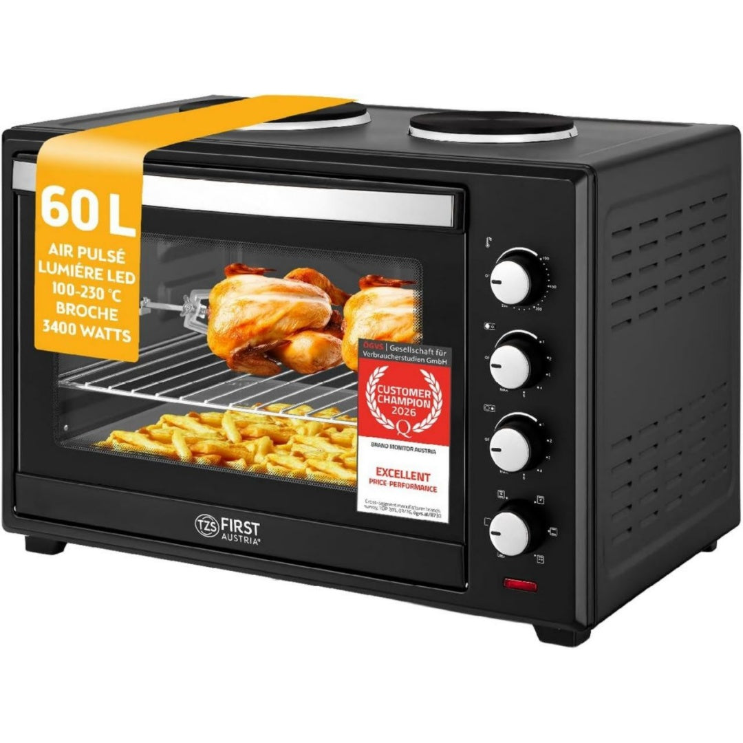 TZS First Austria Mini four 60 L 3200 W Acier inoxydable