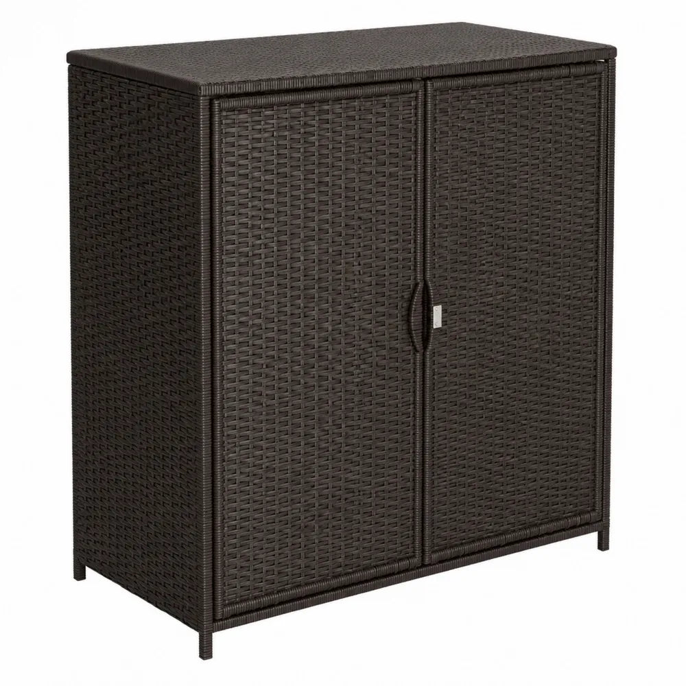 Armoire en osier synth¨¦tique avec structure en acier 110x50x90