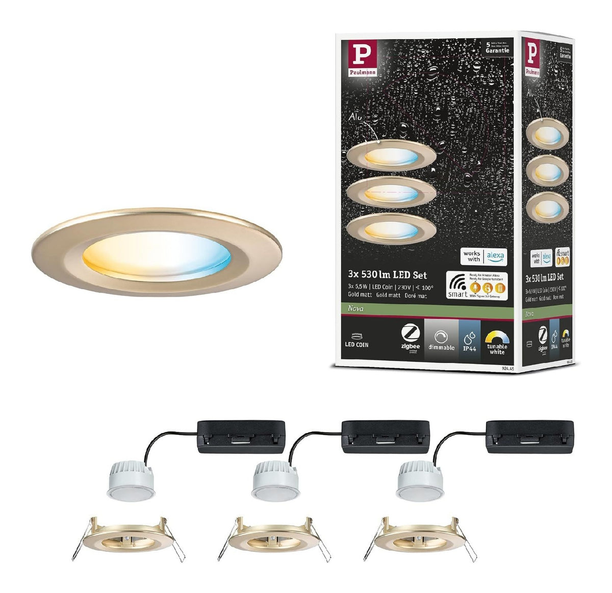Spot de plafond Blanc et Dore a presence elegante et lumiere agreable IP44