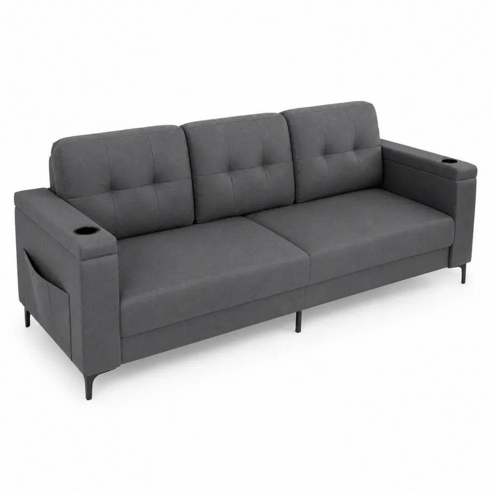 Canap¨¦ 3 Places en Tissu avec Pieds en M¨¦tal