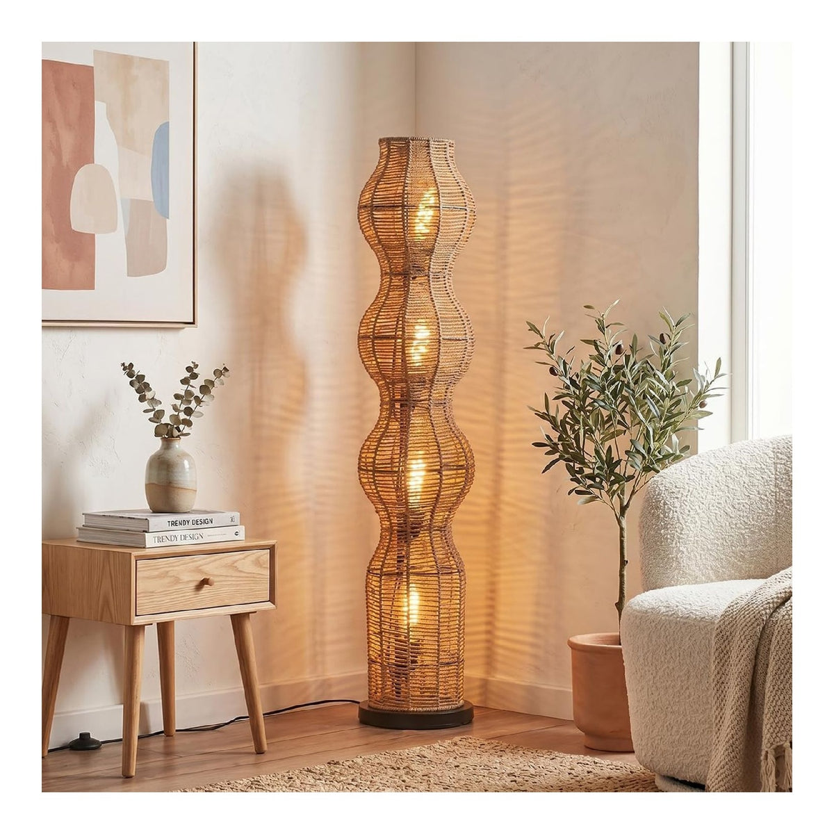 Lampadaire decoratif Noir et Ambre avec diffusion lumineuse harmonieuse 40 W IP20 E27 1CD-690